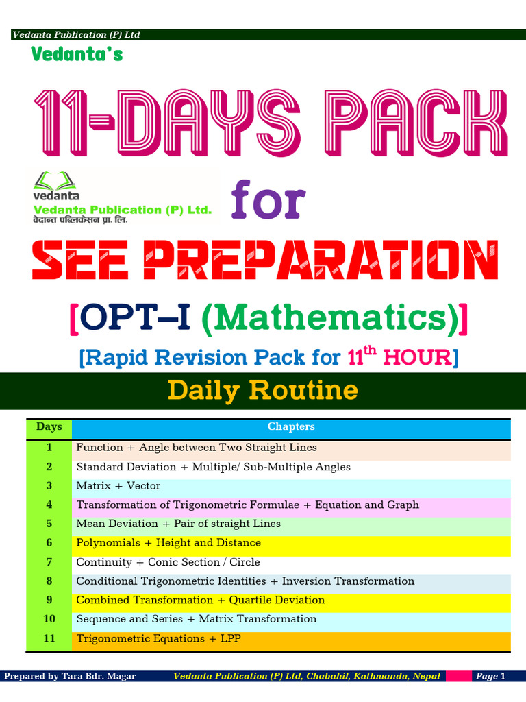 11th Day Pack For See 2082 Opt Math 20260304092134 | PDF | Function ...