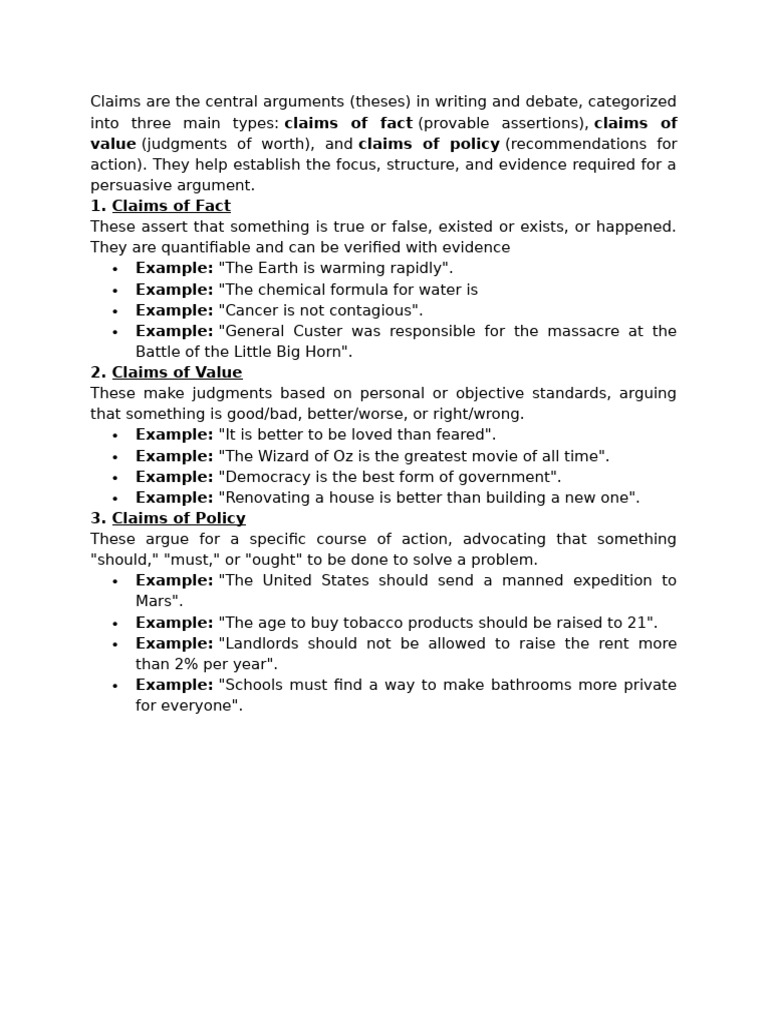 Types of Claims | PDF
