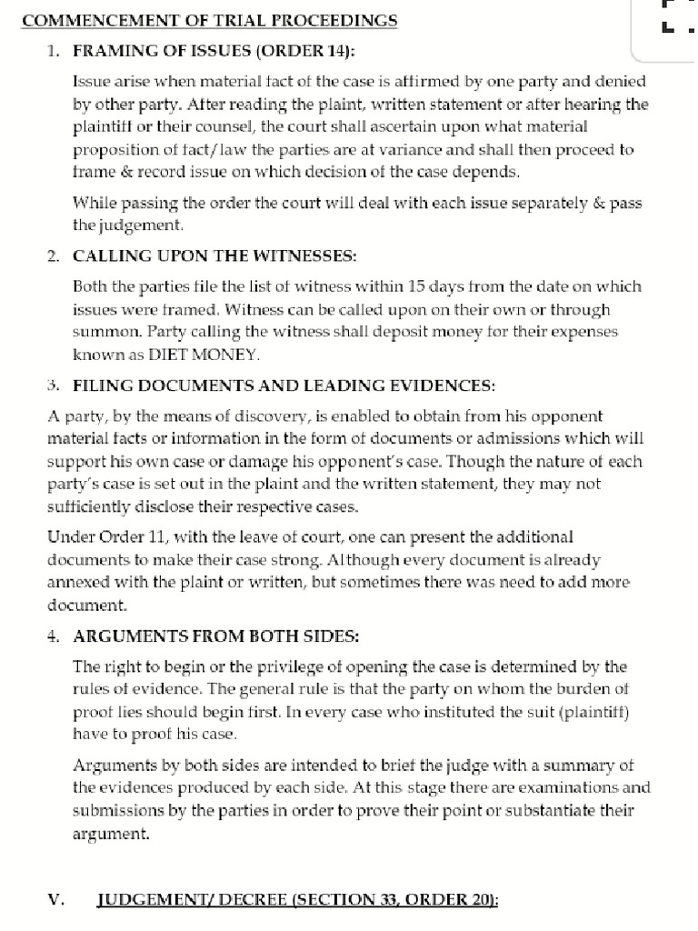 Stages of Civil Trial | PDF