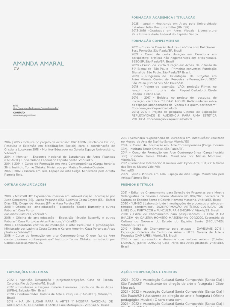 CV 2024 Amanda Amaral PDF | PDF | Brasil | São Paulo