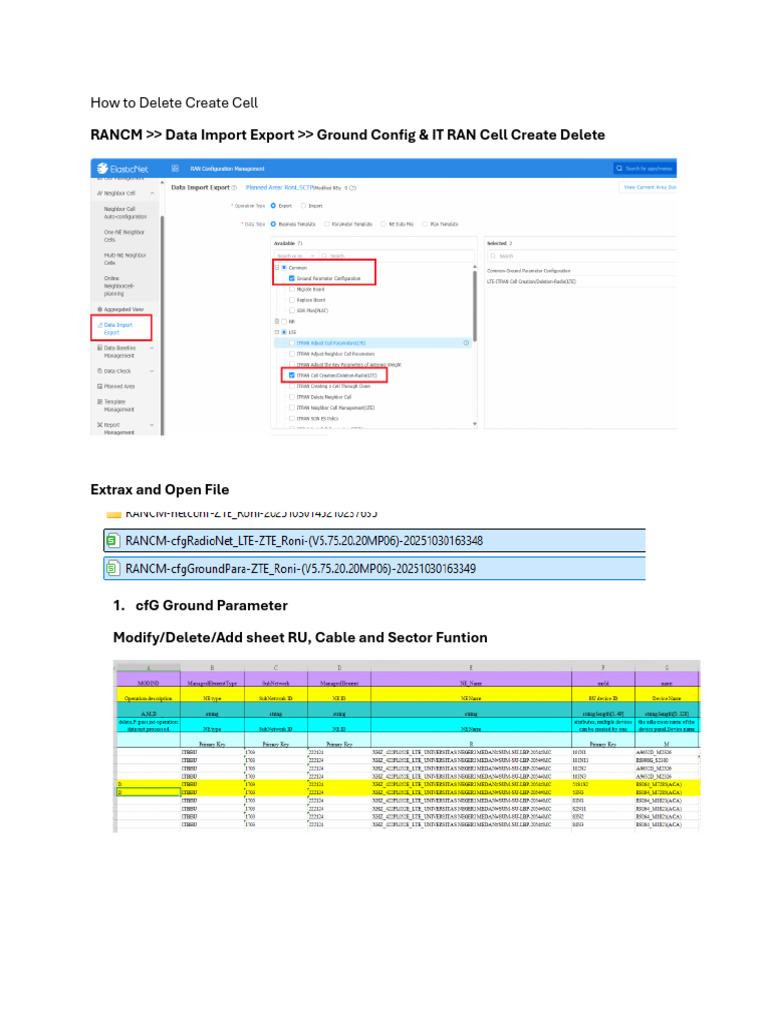 How To Delete Create Cell ITRAN | PDF