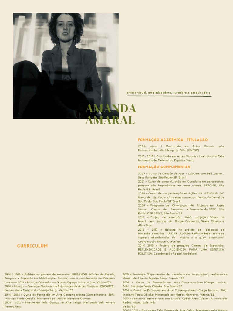 CV Amanda Amaral 2025 | PDF | Brasil | Museu