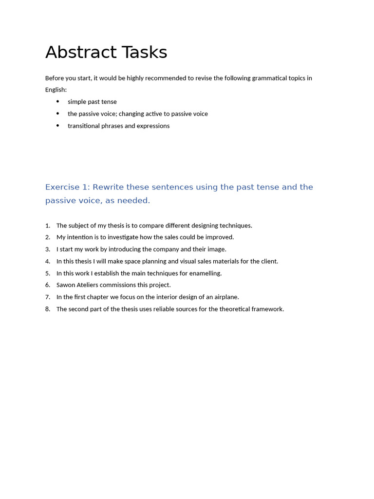 Abstract Tasks 2026 | PDF | Verb | Language Mechanics