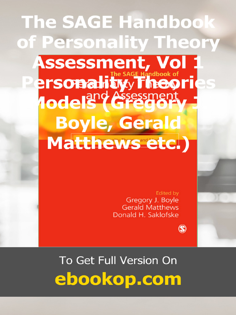 The SAGE Handbook of Personality Theory Assessment Vol 1 Personality ...