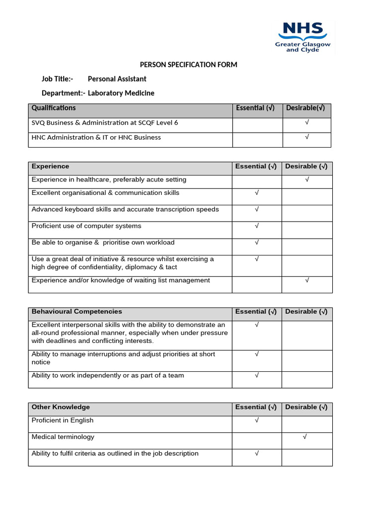 GGC 186977 Person Spec | PDF