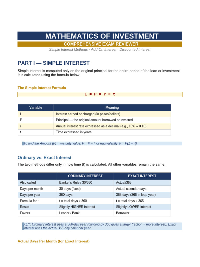 Interest Methods Reviewer | PDF | Interest | Loans