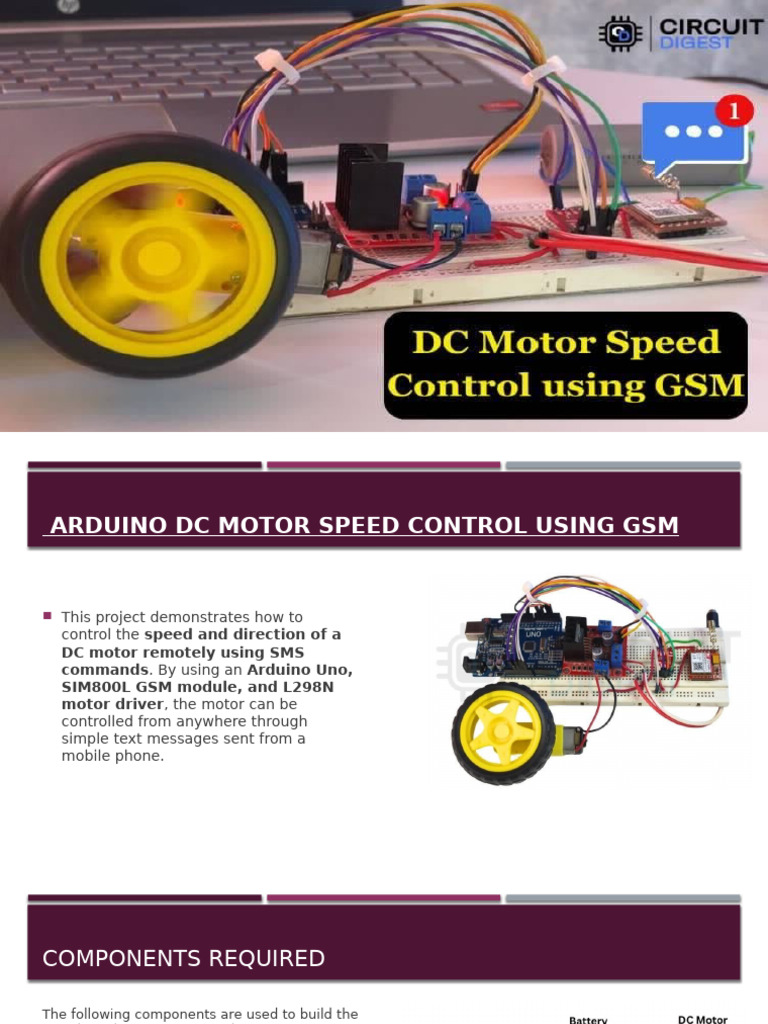 Wireless DC Motor Speed Control using GSM Module | PDF | Arduino ...