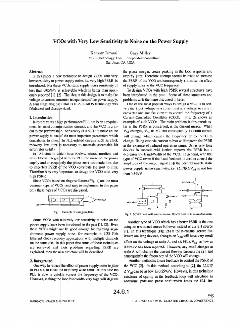 VCOs With Very Low Sensitivity To Noise On The Power Supply | PDF ...