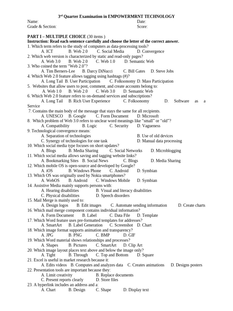 Empower Test Final 1 | PDF | Web 2.0 | Computing