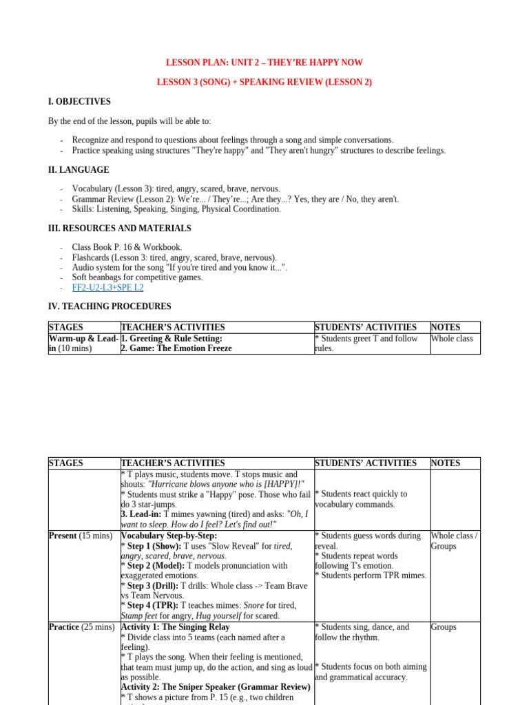 Ff2 - Unit 2 - Lessons 3 + Speaking Lesson 2 | PDF | Human ...