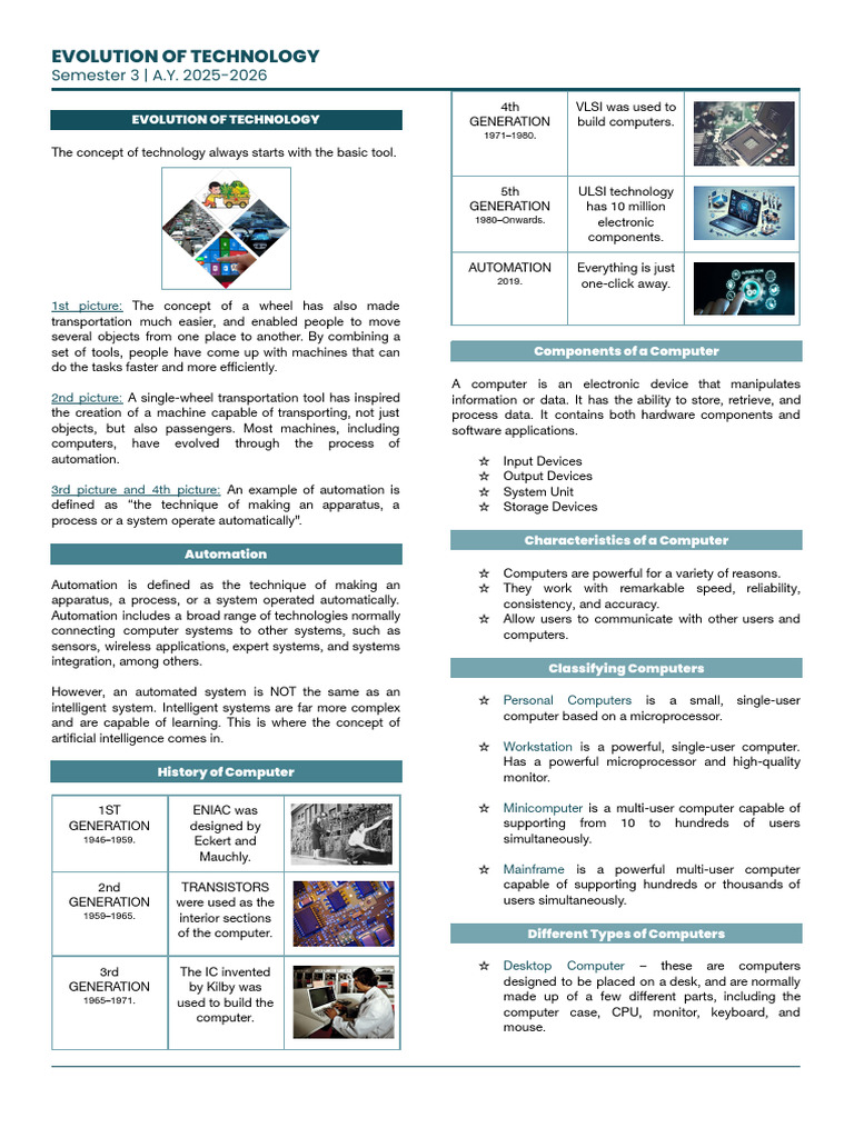 Lesson 2 - Evolution of Technology | PDF | Automation | Internet Of Things