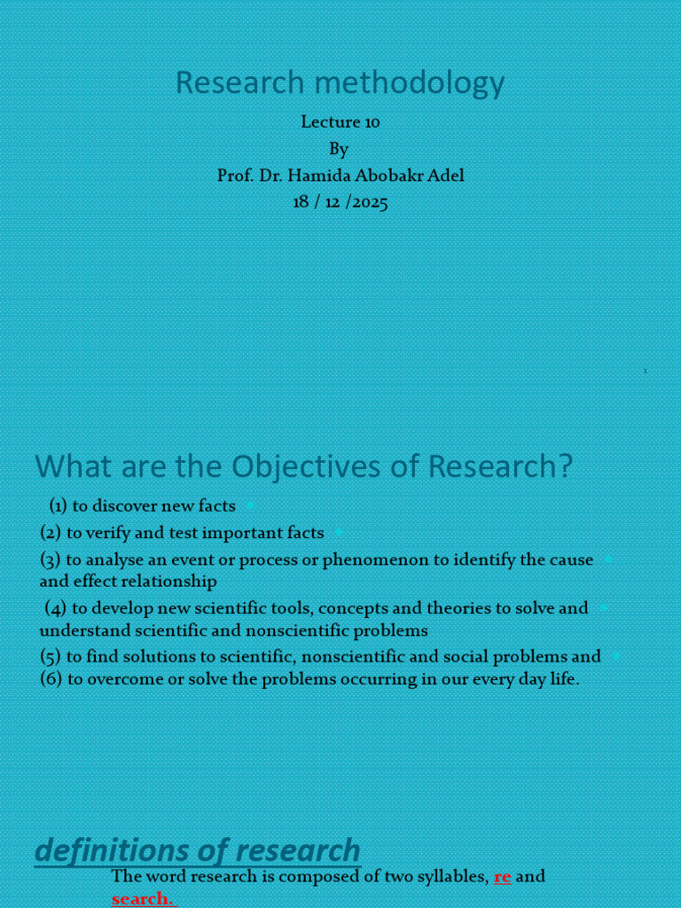 10 - DR Hamida Lecture 1 Research Methodology | PDF | Methodology ...
