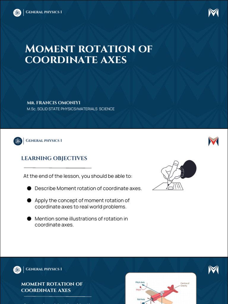 Phy101 Moment Rotation of Coordinate Axes | PDF | Rotation Around A ...