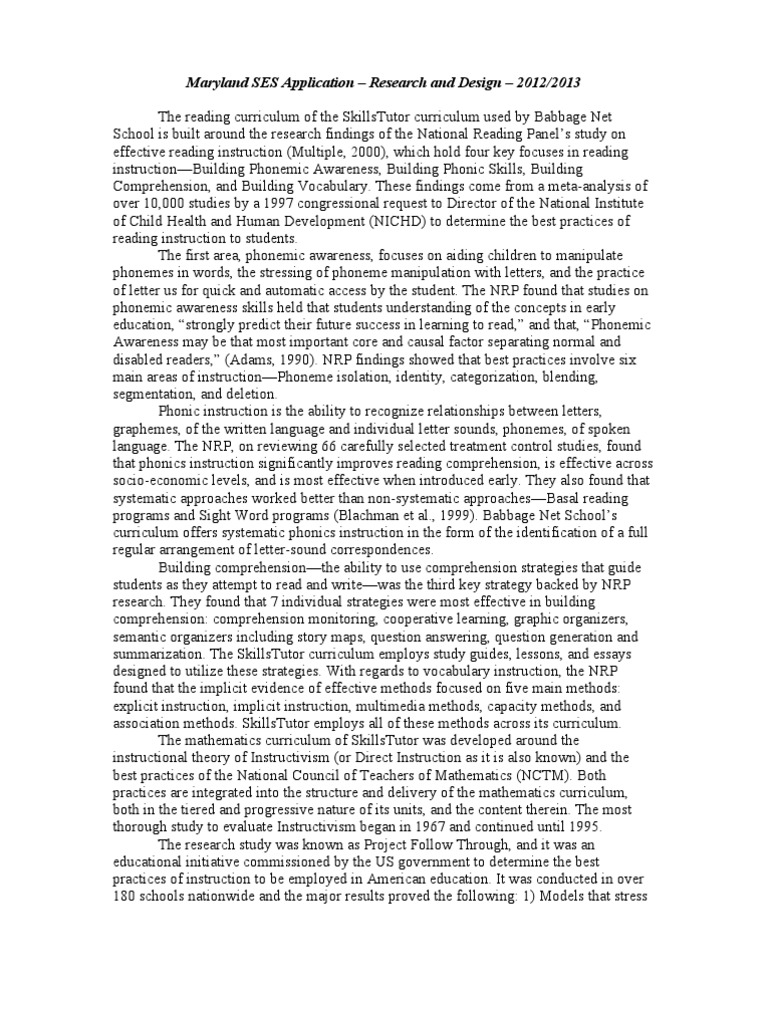 Maryland SES Application: SkillsTutor Curriculum | PDF | Phonics ...
