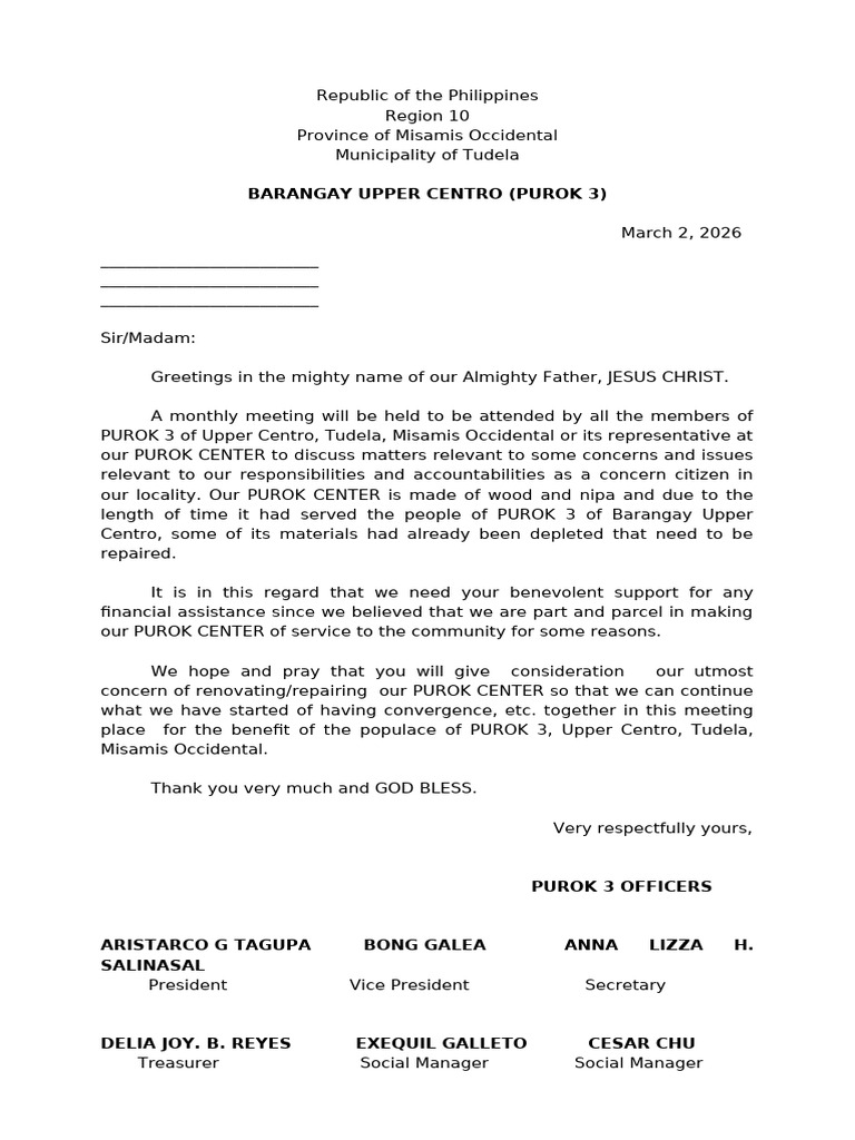 PUROK 3-Solicitation | PDF