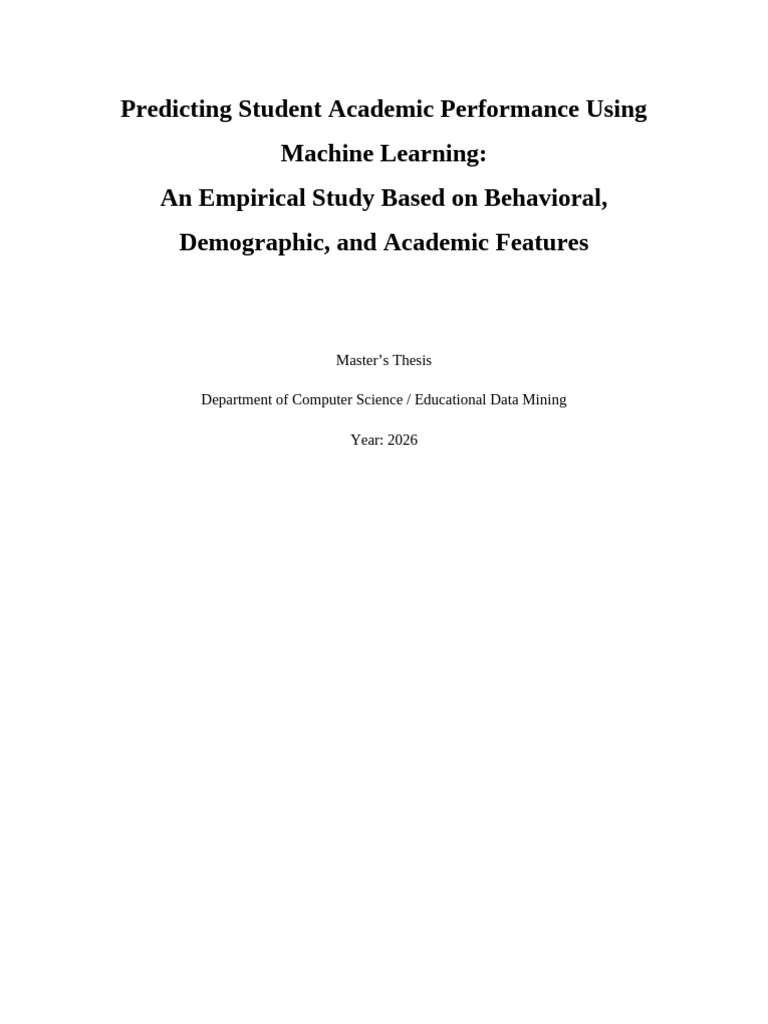 Student Performance ML Thesis | PDF | Machine Learning | Prediction