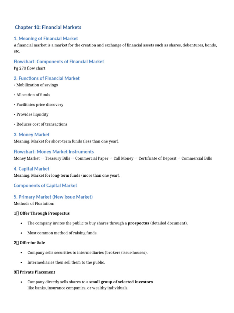 Financial Markets Notes Aayushi | PDF | Securities (Finance ...