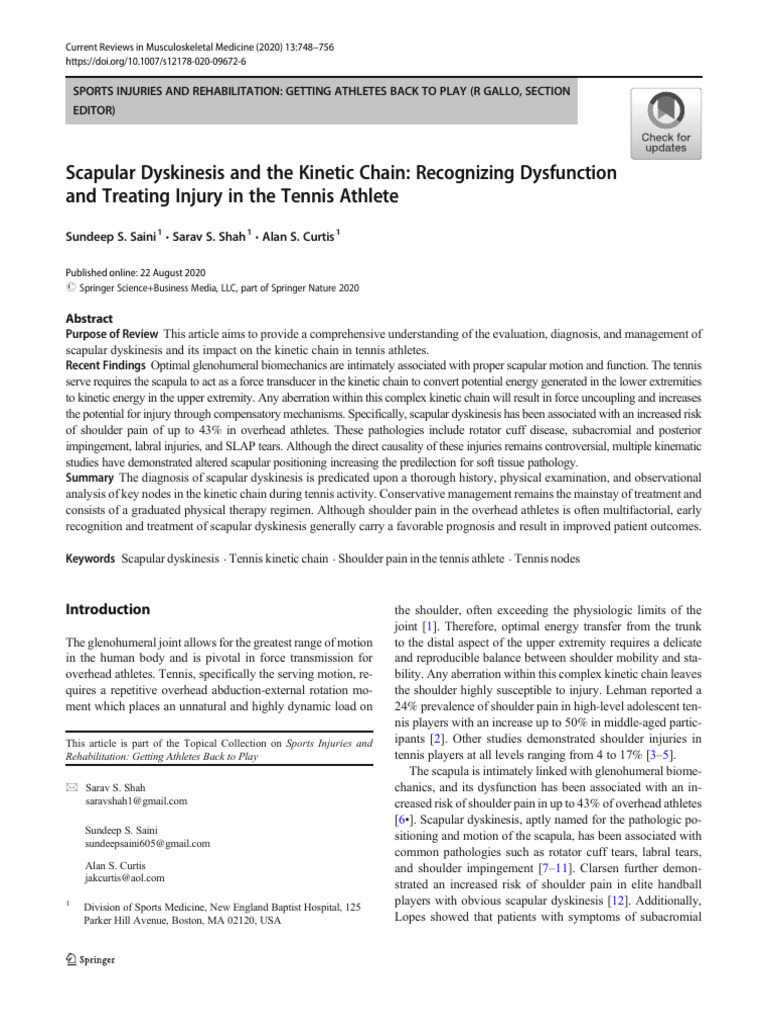 Scapular Dyskinesis and Kinetic Chain | PDF | Shoulder | Anatomical ...
