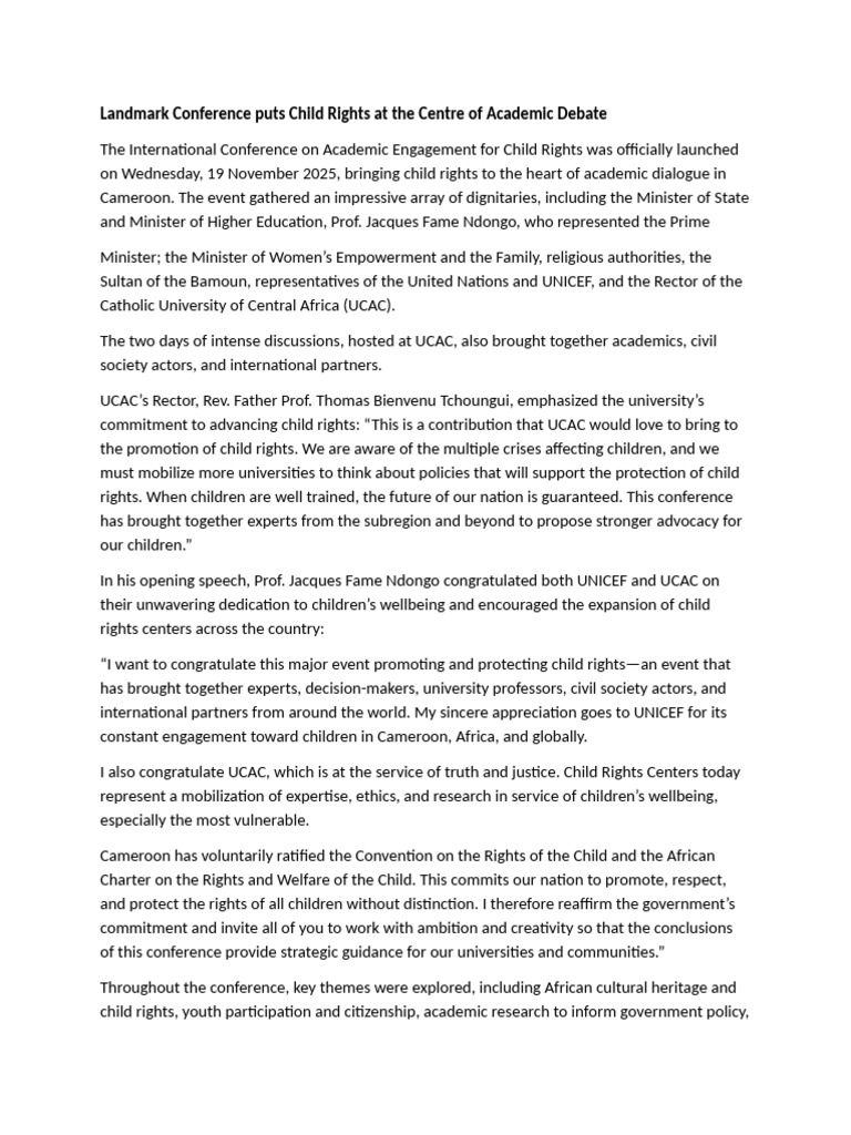 Landmark Conference Puts Child Rights at The Centre of Academic Debate ...