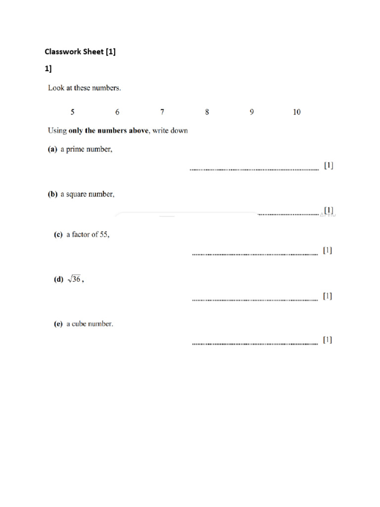 Classwork Sheet 1 1 | PDF