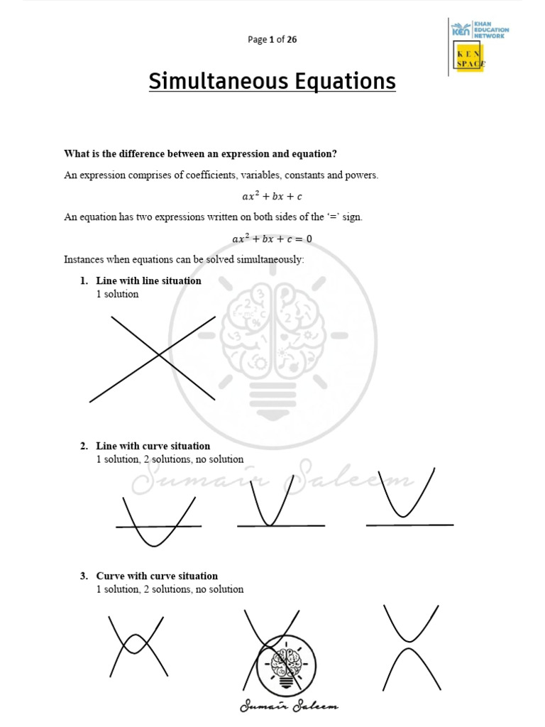 Simultaneous Equations 2 | PDF | Equations | Quadratic Equation