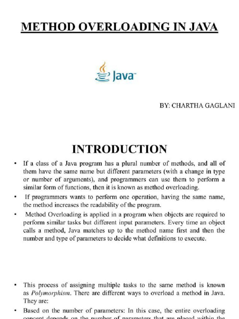 Method Overloading in Java PDF | PDF