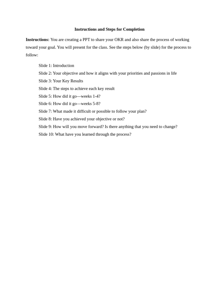 Instructions and Steps For Completion | PDF