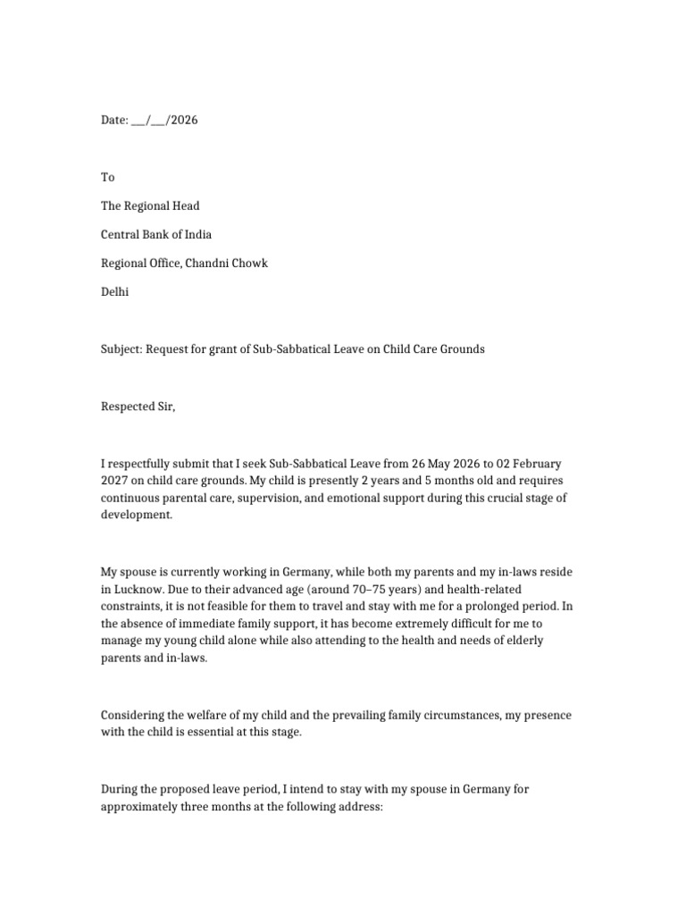 Sub Sabbatical Leave Application | PDF