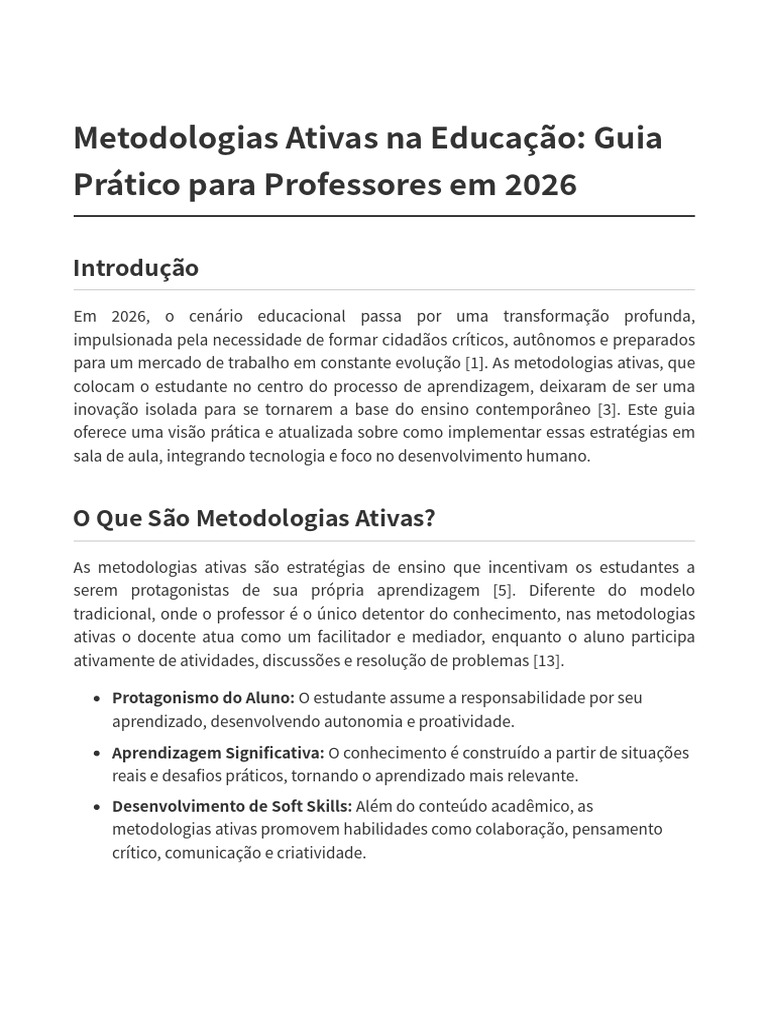 Metodologias Ativas Educacao 2026 | PDF | Aprendizado | Inteligência ...