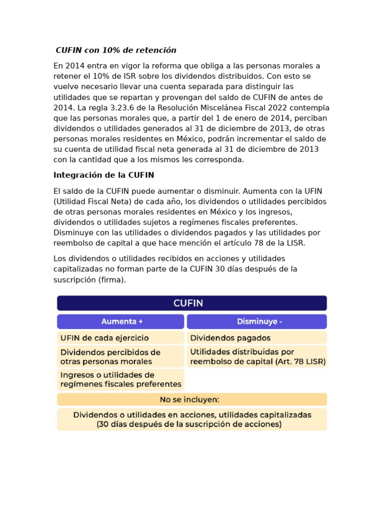 Cufin y Ufin | PDF | Impuesto sobre la renta | Dividendo