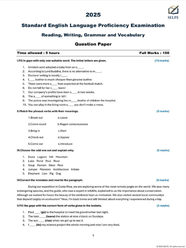 2025 Selpe Sec QP | PDF