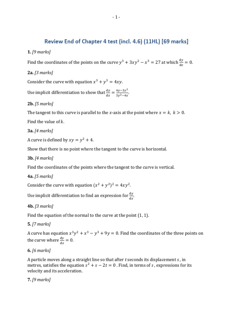 Review End of Chapter 4 Test (Only 4.6) (11HL) | PDF