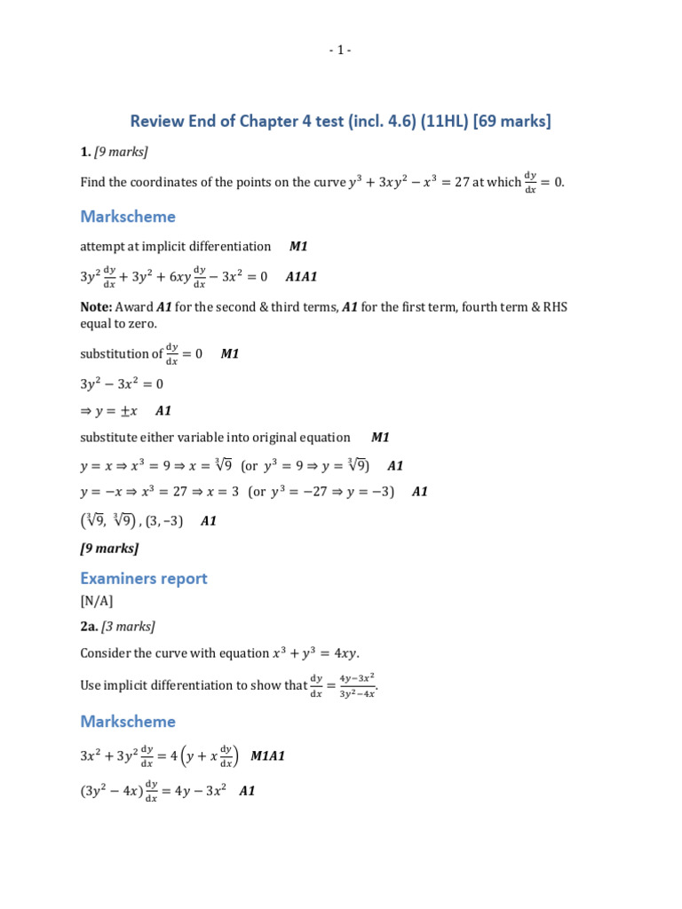 Review End of Chapter 4 Test (Only 4.6) (11HL) (Solutions + Report ...