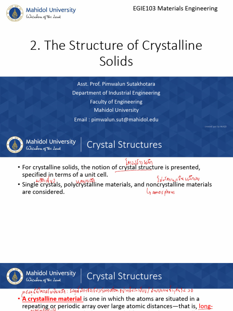 The Structure of Crystalline Solids 2024 | PDF | Crystallite | Crystal ...