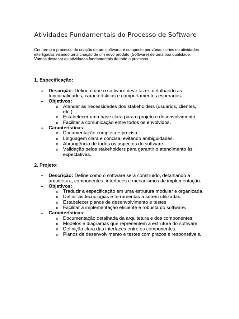 Atividades Fundamentais Do Processo de Software | PDF | Testes de ...