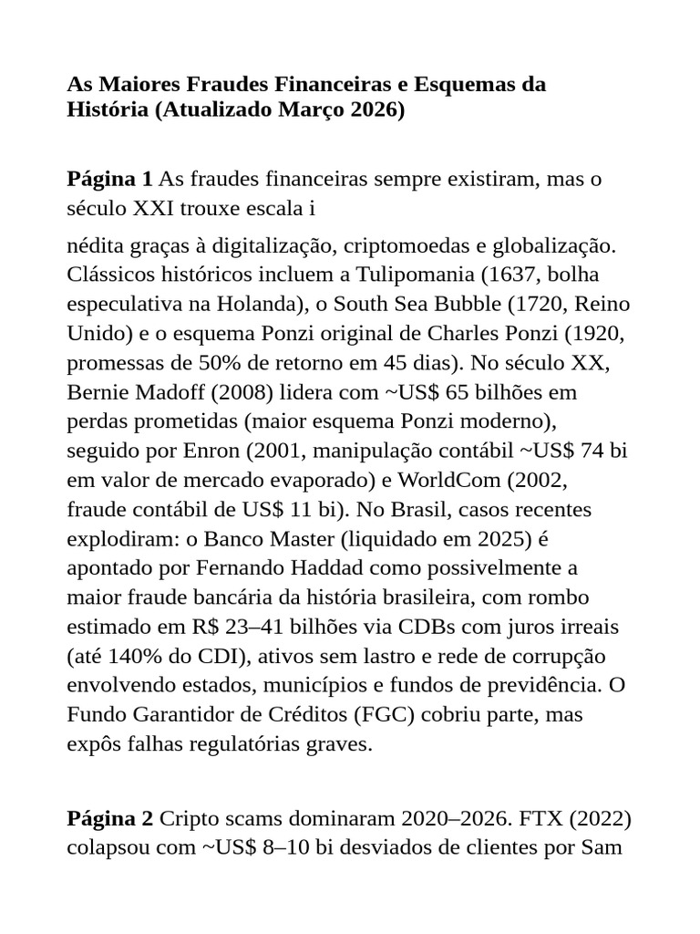 As Maiores Fraudes Financeiras | PDF