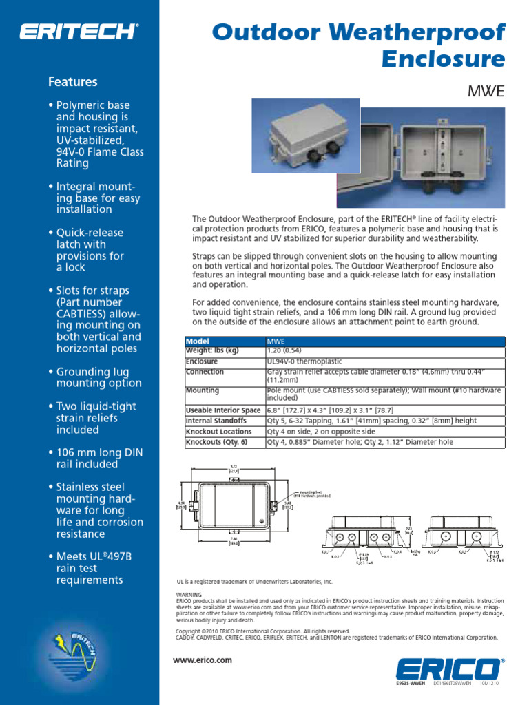 ERITECH - Outdoor Weatherproof Enclosure MWE 2010 | PDF | Building ...
