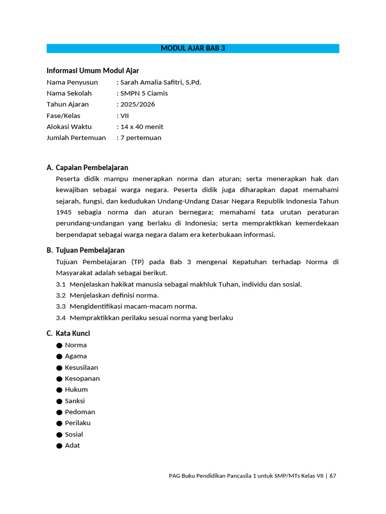 7.3 Modul Ajar Bab 3 | PDF