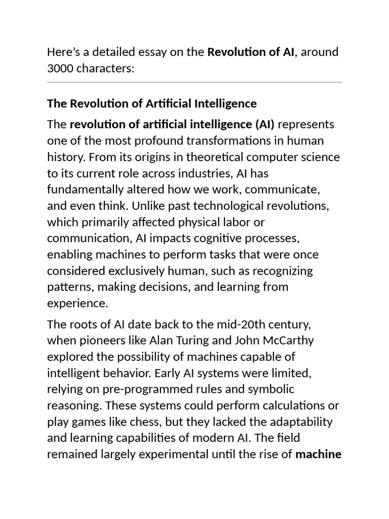 The Revolution of Artificial Intelligence | PDF | Artificial ...