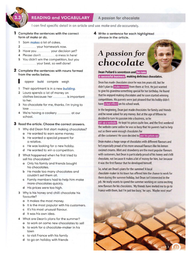 Wider World 3 Workbook Page 33 | PDF | Linguistic Typology | Language ...