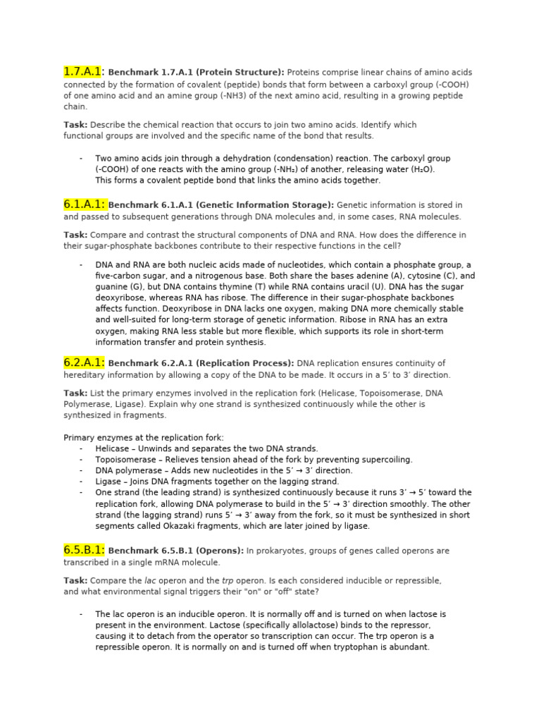 Unit 6 Post-Test Review Assignment | PDF | Operon | Nucleic Acids