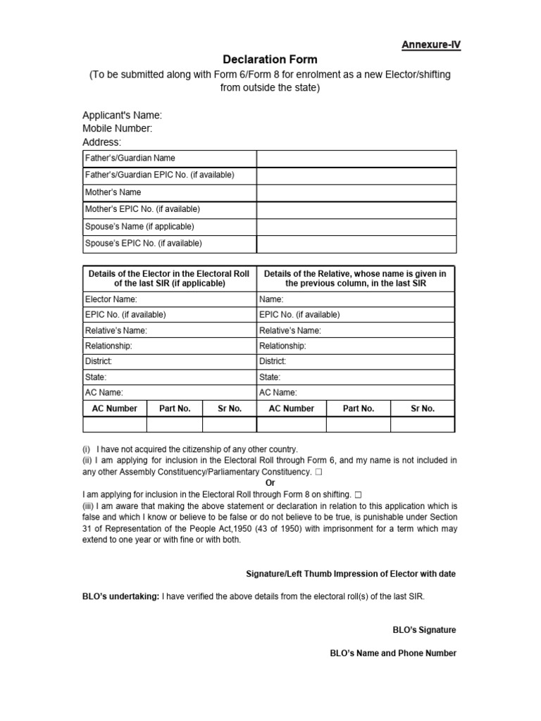 Declaration Form & Information Sheet | PDF