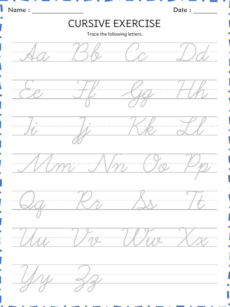 Cursive Practice Trace The Letters | PDF