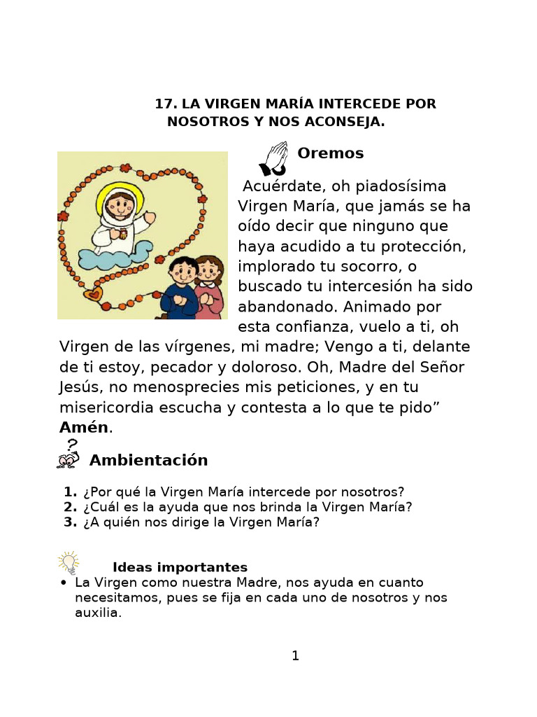 17. La Virgen María, Intercesora. Rosario | PDF | María, madre de Jesús ...