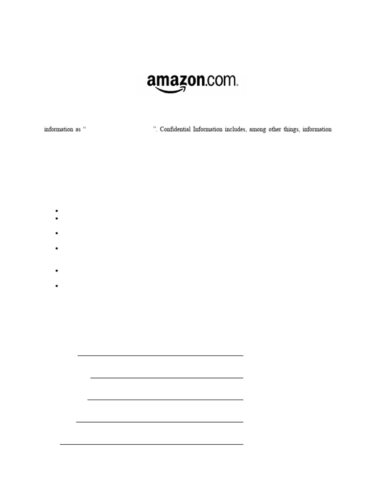 Amazon Vendor Confidentiality Agreement | PDF