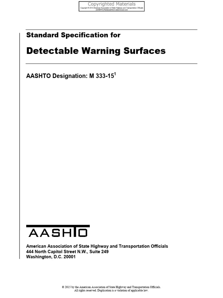 M 333-15. Detectable Warning Surfaces | PDF | Transport Infrastructure