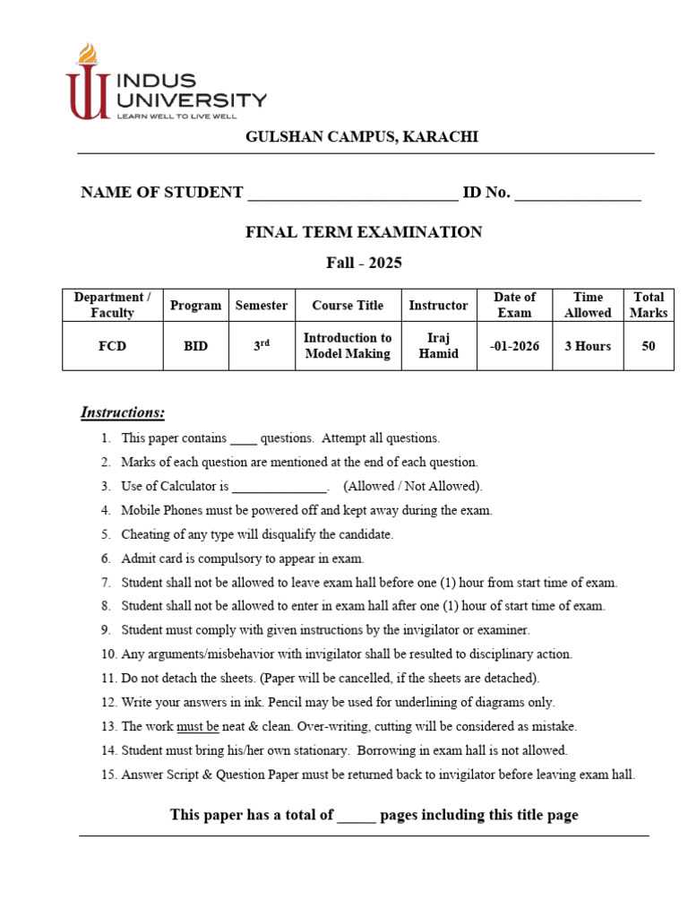 Final Term Question Paper | PDF