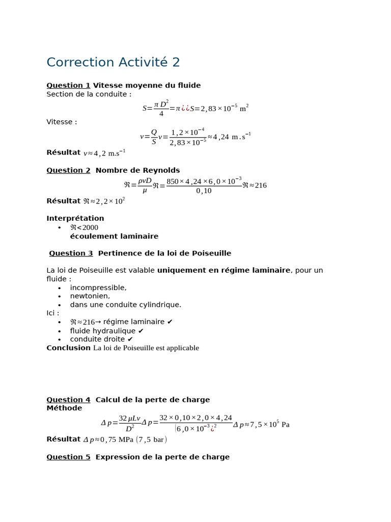 Activité 2 DOC Correction | PDF | Mécanique des fluides | Dynamique des ...