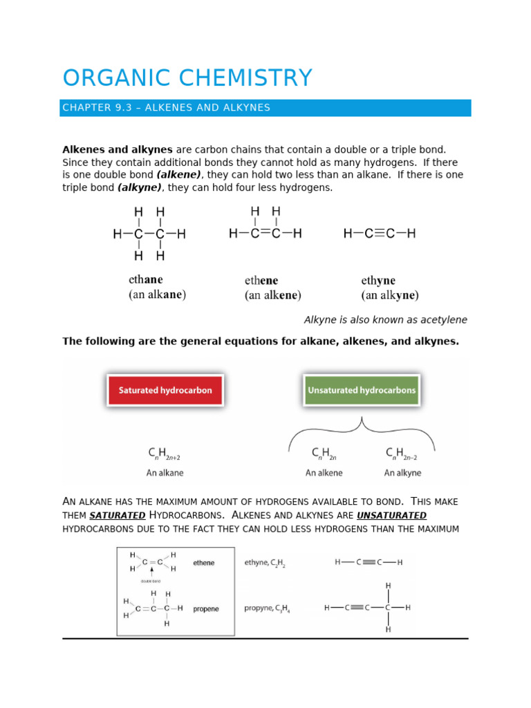 Chem-30-9-3-Alkenes-Alkynes 2 | PDF | Alkene | Alkane