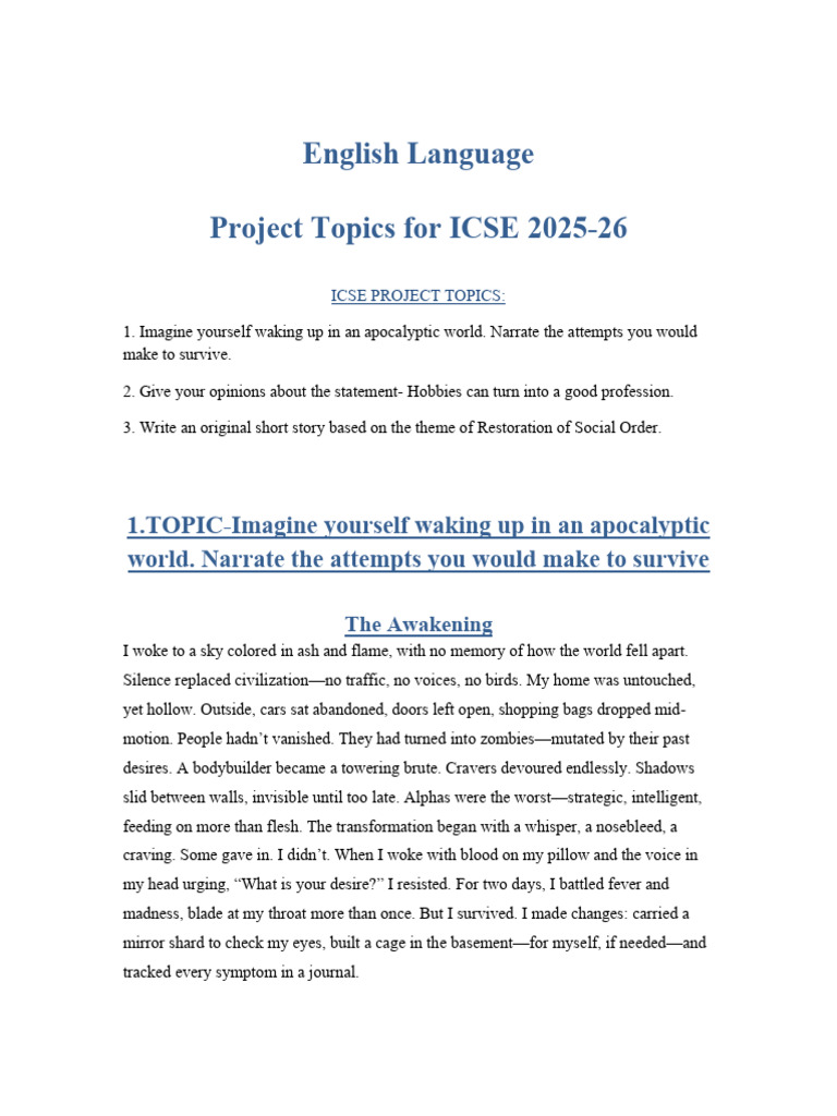 ICSE English Project FULL | PDF | Hobbies